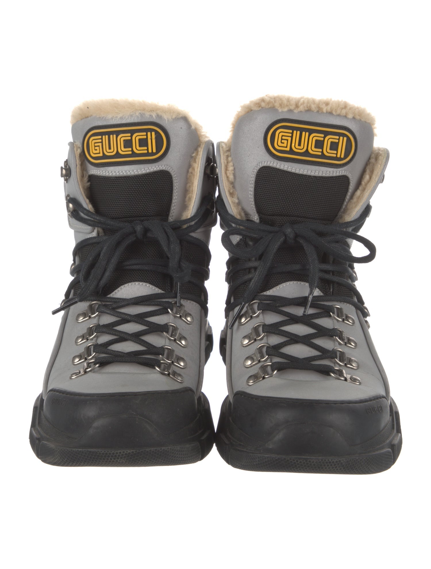 Gucci Leather Colorblock Pattern Hiking Boots